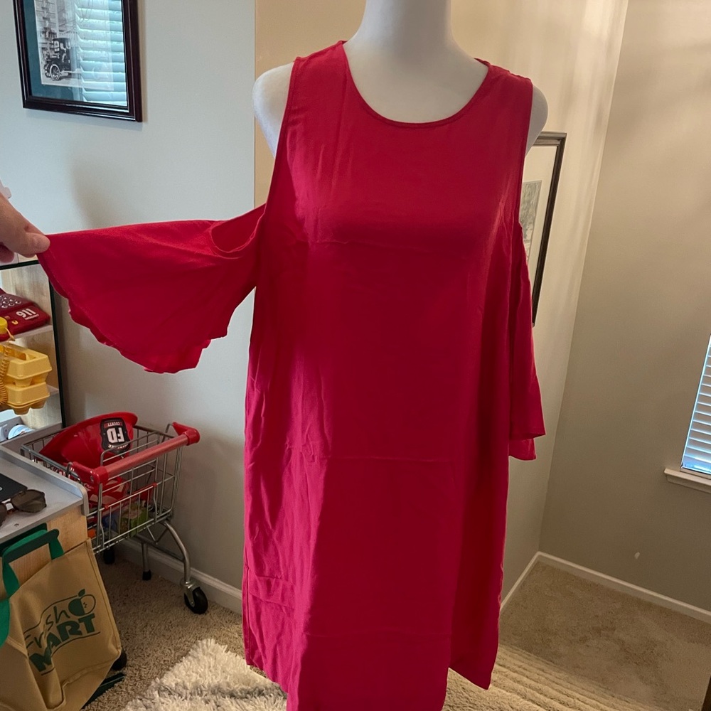 Mud Pie Hot Pink Cold Shoulder Dress